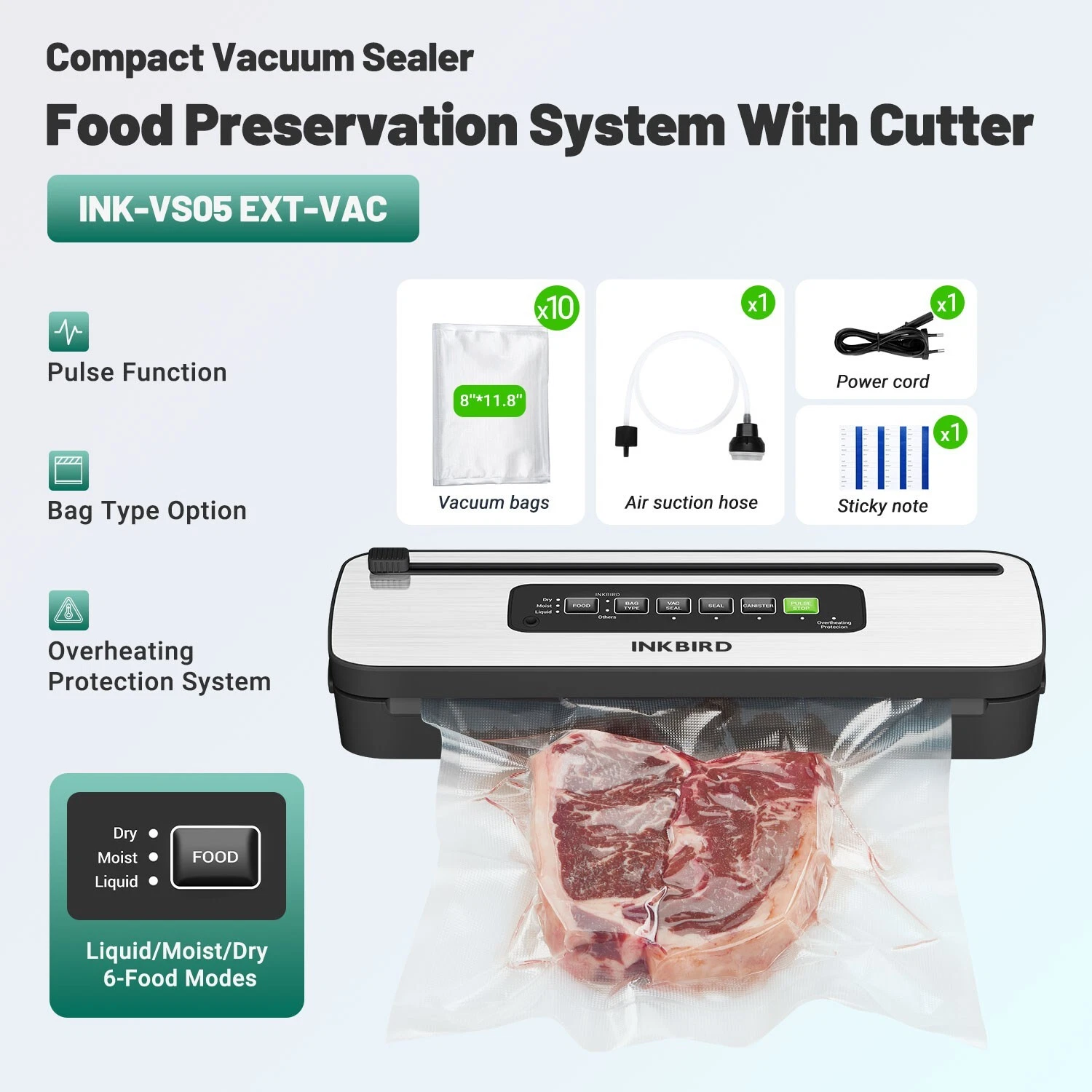 Inkbird Vacuum Sealer Machine Compact Food Preservation System With Cutter Moist
Opens in a new wind