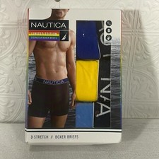 Nautica Mens Multicolor Stretch Cotton 3 Pack Boxer Brief Underwear Size 28-30