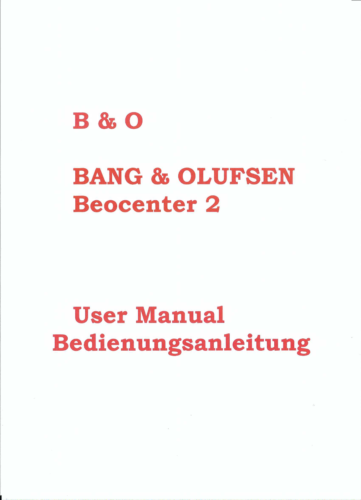 B & O Bang & Olufsen Bedienungsanleitung user manual für Beocenter 2 Copy - Bild 1 von 1