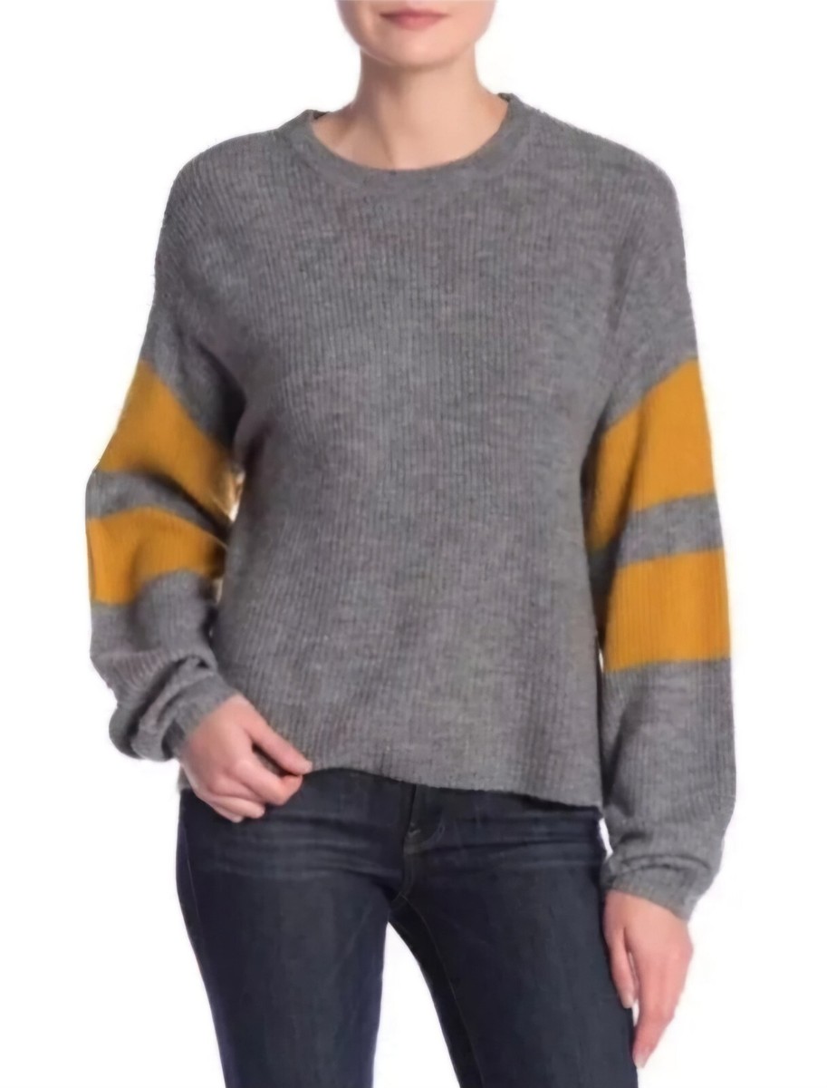 John Jenn Pullover Oversized Drop Shoulder Varsity Stripe Knit Sweater  Size Md