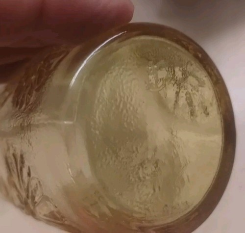 Mid Century Anchor Hocking Spring Song Daisy Honey Amber Set Of 3 Juice Tumbler - Picture 6 of 6