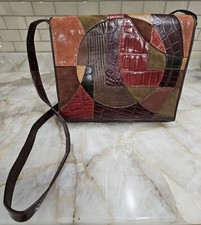 Vintage SHARIF Leather Croc/Snakeskin Embossed Crossbody Handbag GORGEOUS