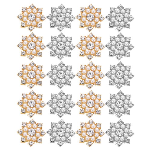 20 Pcs Rhinestone Pearl Flower Snowflake Applique Headdress Decor - Picture 5 of 12