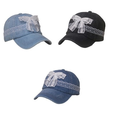 Lace Bowknot Baseball Caps Beach Getaways Hat for Woman Girl Cycling Camping