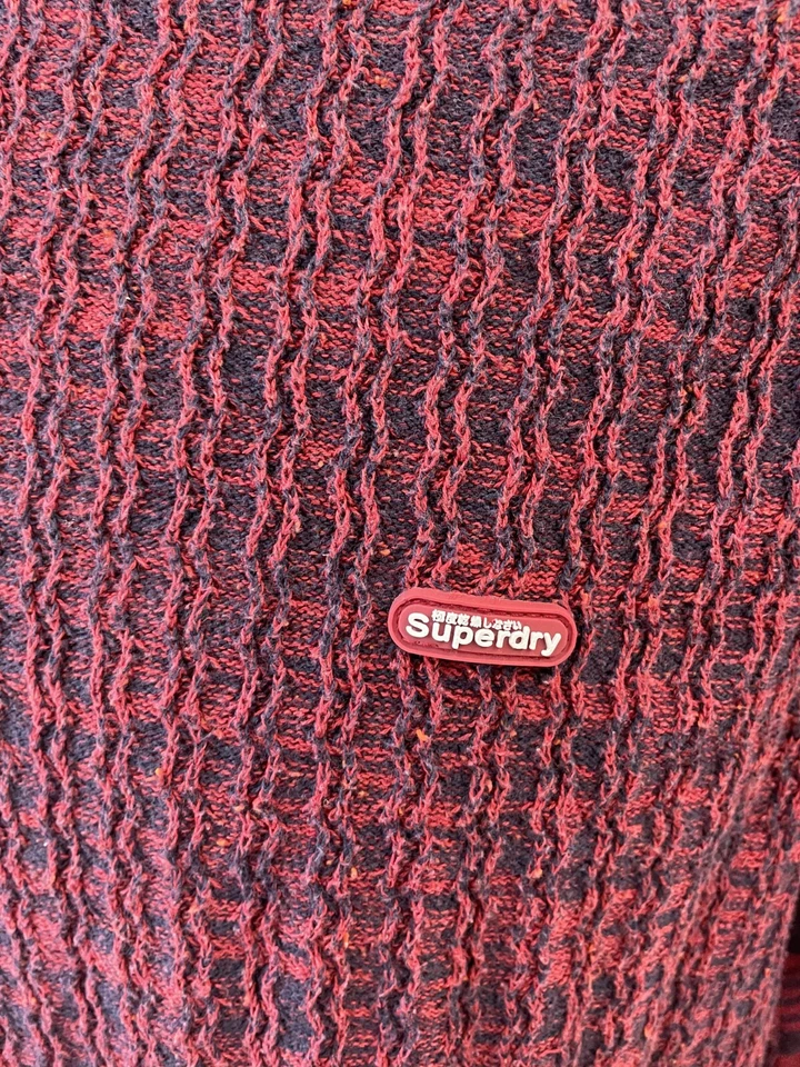 Superdry Hombre Suéter Rojo-Azul Cadena Tejido Cuello Redondo Talla XXL Foto 2 de 4
