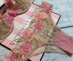 Victoria's Secret Wicked Unlined Sweet Rose Melody Embroidery Balconette Bra Set