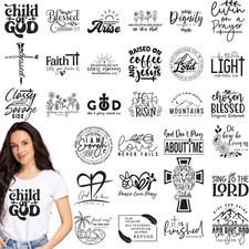 Bible Verse Iron on Transfers - 30 Sheets Christian DTF Ready to Press Heat Patc