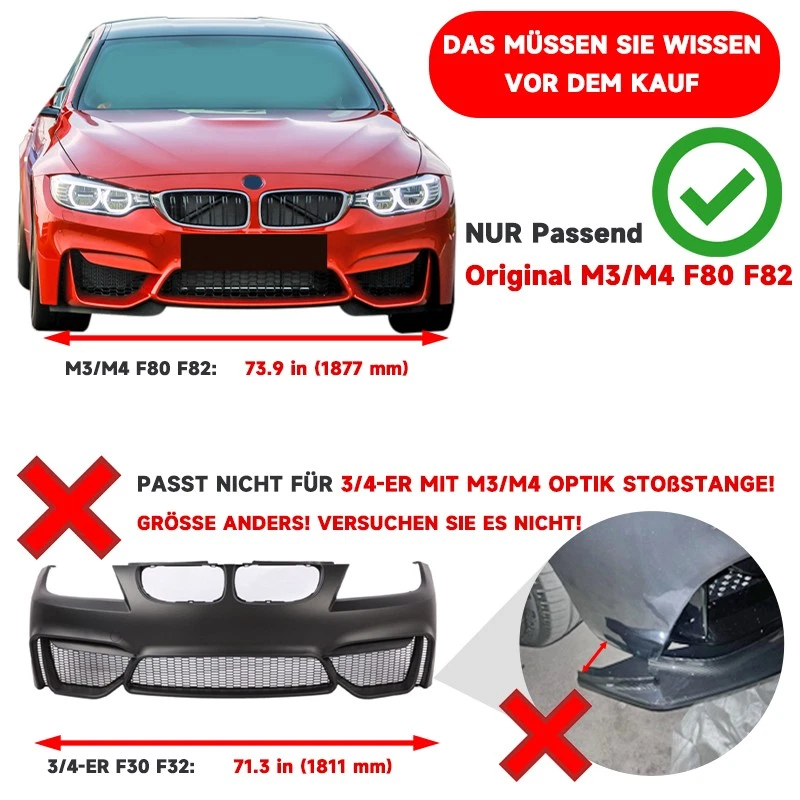 Carbon Optik Frontspoiler +Heckdiffusor Splitter Lippe für BMW F80 M3 F82 F83 M4 - Bild 2 von 4