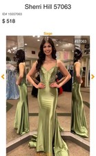 Sherri Hill 57063 Sage Size 2 Beaded Formal Prom Dress Designer Evening Gown