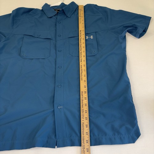 Mens Under Armour Heat Gear Tide Chaser Fishing Button Shirt Blue Loose Large L - Picture 7 of 15