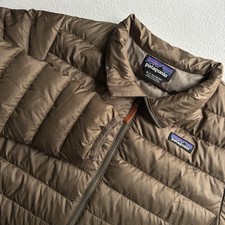 PATAGONIA Boy Kid's Down Sweater Down Jacket Brown Size 14 XL Long Sleeve