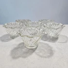 Vintage Anchor Hocking Glass Dessert Bowls Set of 6 Scallopped Edge Ribbed Swirl