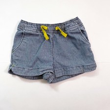 Mini Boden Girls Striped Denim Heart Pocket Pull On Shorts, Size 5