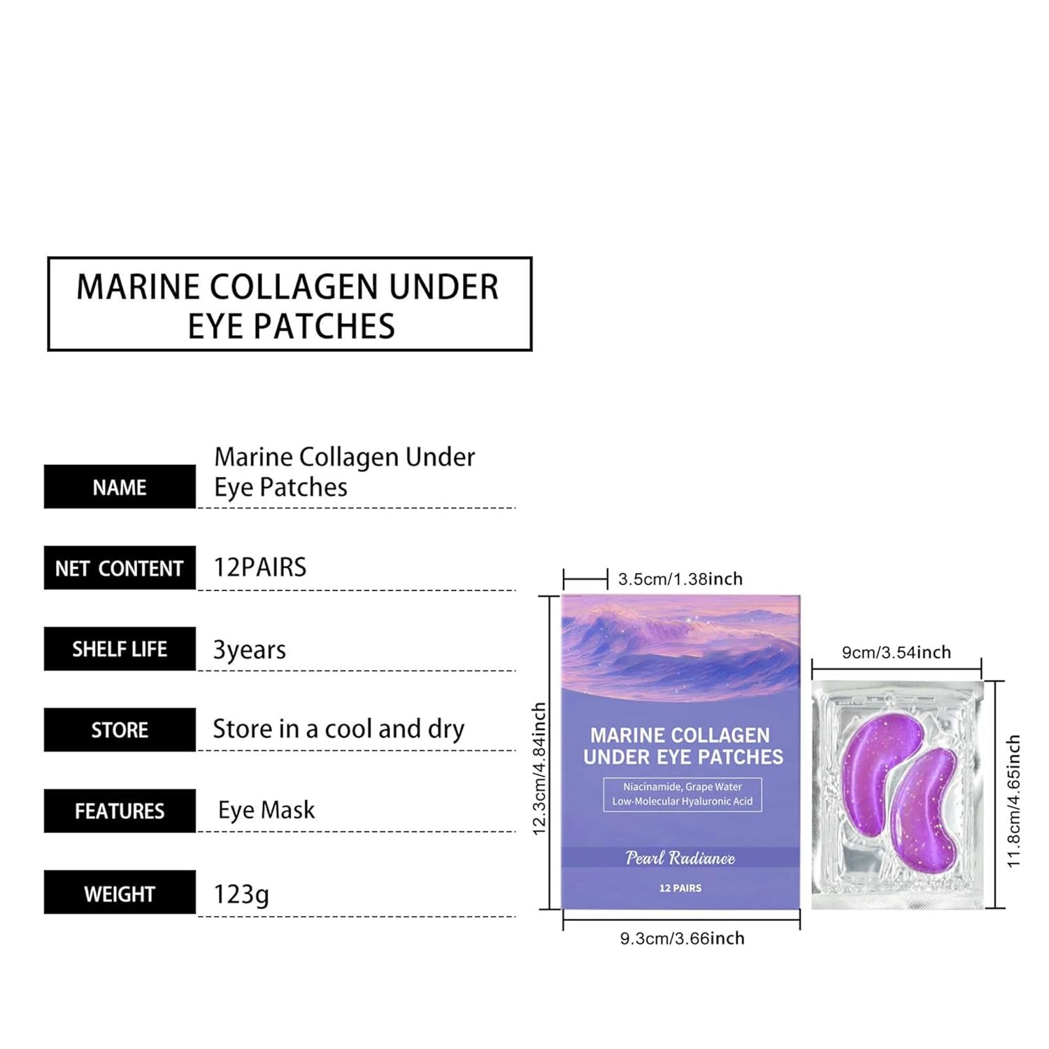 Collagen Under Eye Patches for Puffy Eyes and Dark Circles Hydrating Eye... 