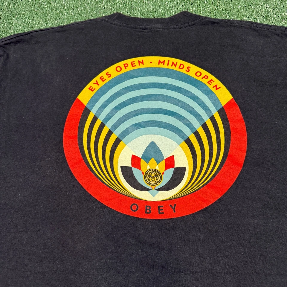 Obey Graphic T Shirt Men's Size XL Black Short Sleeve Streetwear Double Sided - Image 2 of 4