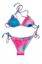 Zaful NWT Ribbed Tie Dye MED Bikini Set Triangle Halter Tie Cheeky Swim-I107