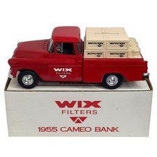 1955 Chevy Cameo Pickup Truck 1992 ERTL Wix Filters GM Toy Diecast Bank Box VTG