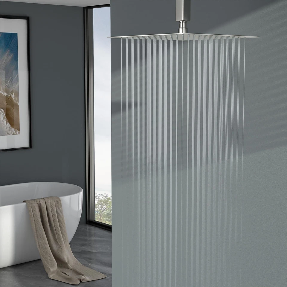 Cabezal de ducha de lluvia 12 pulgadas sólido ultra delgado 304 acero inoxidable ajustable cuadrado... Foto 2 de 4