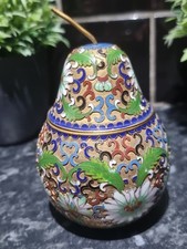 Enamel Cloisonne pill/Trinket pot , All in Perfect condition . Pear shaped .