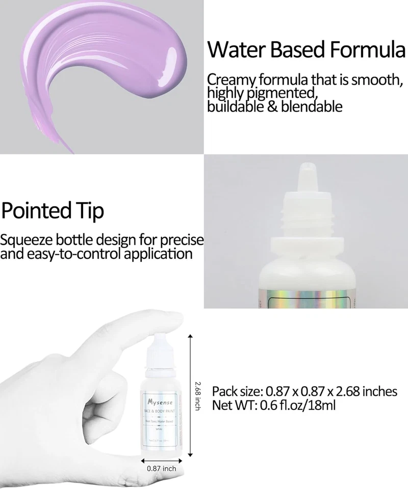 Pintura corporal facial púrpura pastel, pintura facial lavable a base de agua, crema no tóxica Bo Foto 2 de 4