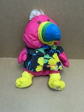 Vintage Fisher Price toucan stuffed plush Puffalump Rare color Combo Neon Nylon