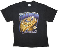 Vintage 2001 Los Angeles Lakers Back to Back NBA Champions T-Shirt Men's Large