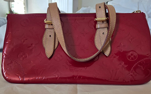 Louis Vuitton Red Monogram Vernis Patent Shoulder Bag Zip Gold w/ COA