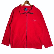 VTG Las Vegas Embroidered Mens Red Fleece Jacket JE Morgan Full Zip USA Made L