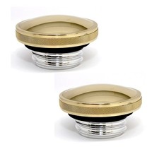Motorcycle Gas Cap Set - Harley Davidson 1983 and up Split Tank - Brass