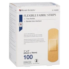 Henry Schein Flexible Fabric Strip Bandages, 1 x 3 inch - Box of 100