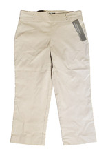 JM Collection Womens M Rivet Capri Pants Khaki Comfort Waistband Tummy Control