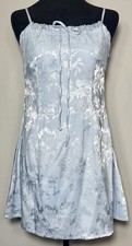 Cider Light Blue Floral Satin Jacquard Lace Mini Slip Dress S Coquette Fairy