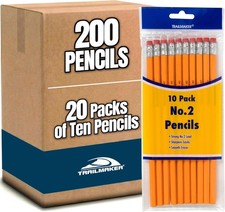 Pencils, 200 Count Wood Cased Unsharpened 2 Yellow Pencils in Bulk for Schoo...