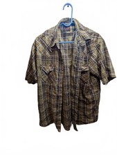 Plains Western Wear Men  s Large Brown Plaid Pearl Snap Western Cowboy Shirt