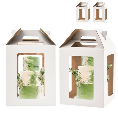 Tall Cake Boxes with 6 windows,12x12x14 Carrier, Tiered Box, Layer large cake