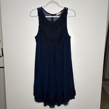 Altar'd State Navy Swing Dress Large Romantic Soft Boho Whimsigothic Sleeveless