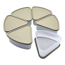 Tupperware Pie Slice Wedge Keeper Containers & Lids 269 & 1799 Set Of 6 NOS