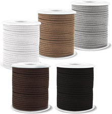 5 Rolls Flat Leather String Cord 147Ft Faux Leather Cord for Jewelry Making Flat