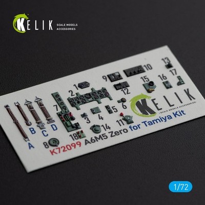 Mitsubishi A6M5 Zero Interior 3D Decals for Tamiya 1:72 KeliK K72099