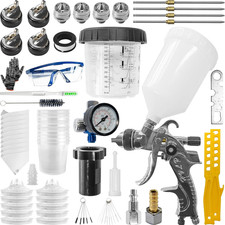 Hvlp Paint Spray Gun Kit With 1.41.72.02.5mm 4 Nozzles Air Compressor Regul