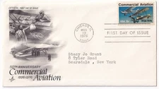 STAMP US SCOTT 1684 "The Wonders of Commercial Flight" 13 CENT 1976 FDC - A