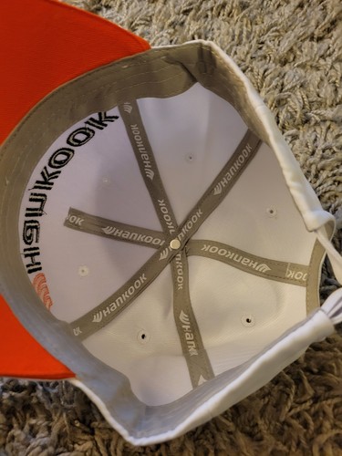 Hankook Tires Embroidered White/Orange/Black 5-Panel Slideback Racing Hat F1 - Picture 11 of 11