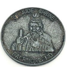 Vintage St. Jude Shrine Baltimore MD Medal Religious Pocket Token Pray For Us 1"