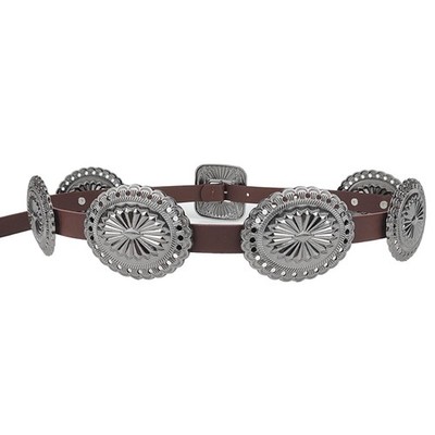 Womens Western Cowboy Disc Belt Vintage Cowgirl Concho Leather Belts Boho Sty...