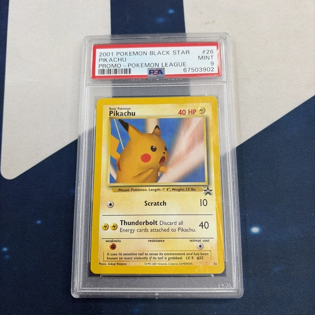 2001 POKEMON PROMO BLACK STAR POKEMON LEAGUE #26 PIKACHU PSA 9