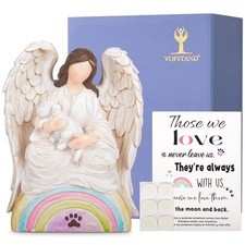 Dog Memorial Gifts for Loss of Dog, Angel of Comfort Embraces a White Pet Ove...