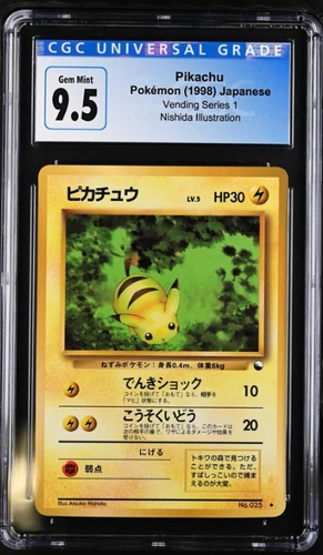 Pikachu Vending Series 1 1998 Japanese Nishida Illustration CGC 9.5 GEM MINT