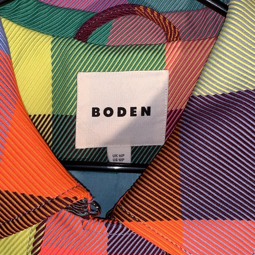Gabardina Boden neón con cinturón para mujer talla 12 pequeña EE. UU. - cuadros multicolores - Imagen 3 de 23