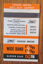 MARCONI RADIO RELAY EQUIPMENT MATCHBOOK COVER: MONTREAL QC EMPTY MATCHCOVER -A14