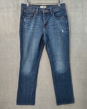 LEVIS 505 Jeans Womens 8M Blue Distressed Denim Straight Leg